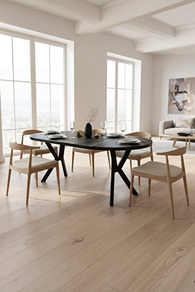 Rocashome Luna Black 90x175 cm Masa (36 mm Kalınlık) SADECE MASA