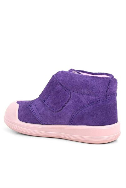 Rakerplus Yoohoo Genuine Leather Purple Powder Velcro Baby Girl Boots