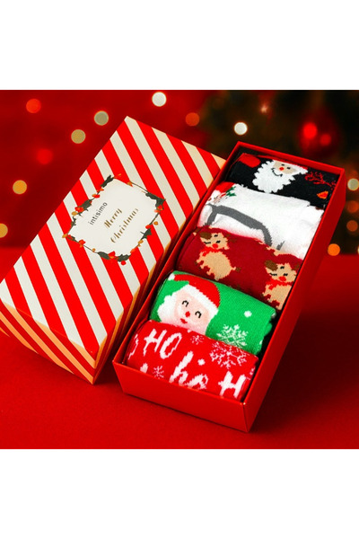 Intisimo Set de 5 perechi de șosete pentru adulți, cu tematică de Crăciun, mă...