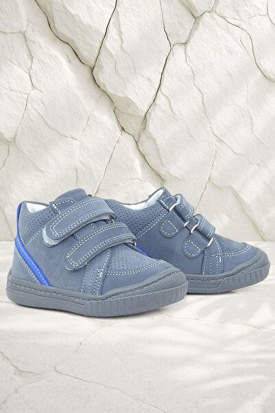 Rakerplus Raya Hakiki Deri Koyu Gri Cırtlı Erkek Bebek Bot