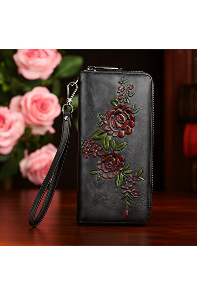 Mychicbeautybag leather wallet "Dancing dahlia" Genuine leather wallet