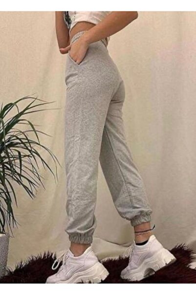 BENESSE Унисекс светлосив спортен панталон от две нишки