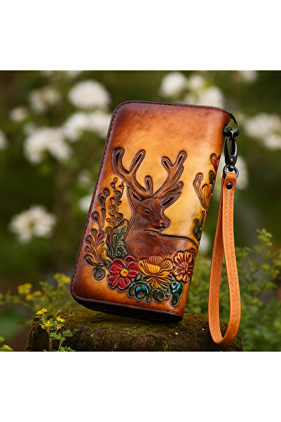 Mychicbeautybag Exclusive women's wallet made of high-quality leather The deer is in bloom