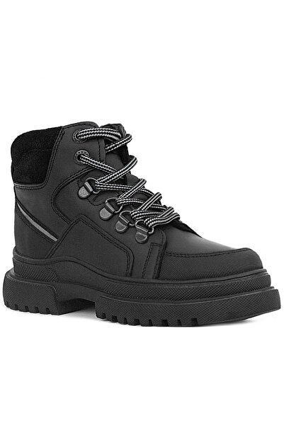 Rakerplus Black Genuine Leather - Children's Boots with Zipper and Laces