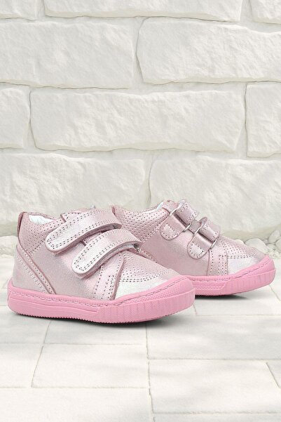 Rakerplus Raya Genuine Leather Pink Glittery Velcro Baby Girl Boots
