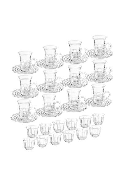 Dania ✨ Luxury Glass Serving Set – 36 Pieces (12 Tea Cups + 12 Saucers + 12 Coffee Cups) ✨