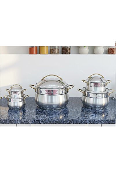 Genel Markalar Ecoten Tencere Seti 10 Parça Gold Kulp GORGEL.1426 G649 0413 6...