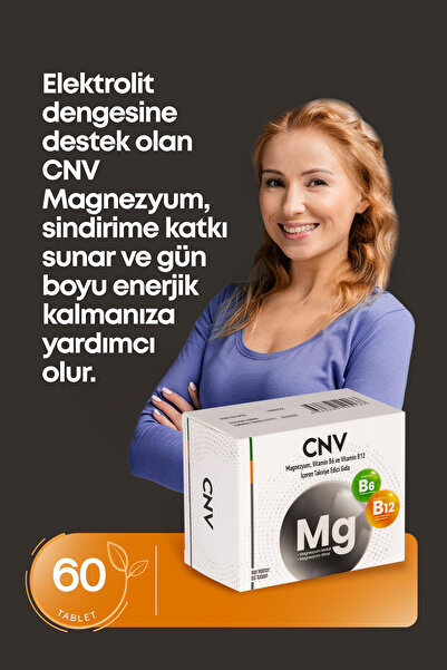 CONVITA Cnv ماغنيسيوم مالات المغنيسيوم، فيتامين ب6، ب12، 60 قرصًا، يعطي الطاق...