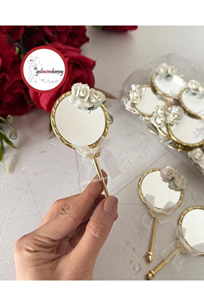 Gelincimherşey 25'li Çiçek Fiyonk Süslemeli Metal Hediyelik Ayna