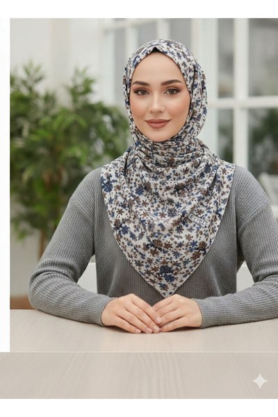 Eyfel FLAMLI PAMUK EŞARP TÜLBENT ÇİÇEK DESEN