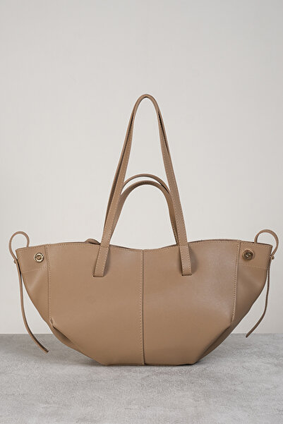 Çantacımstore Women's Cyme Mini Pinterest Bag Mink (White Stitched)