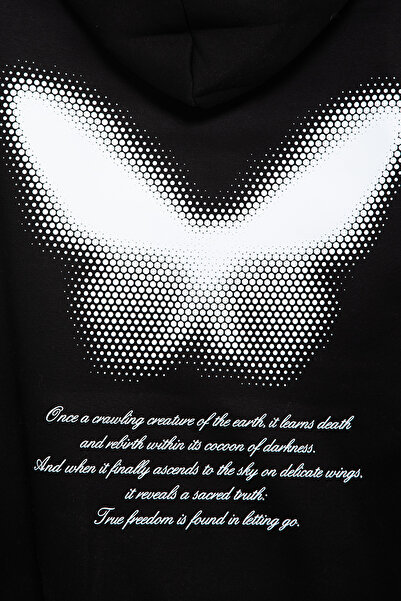 Sekizbiraltı Dot Butterfly με τύπωμα oversized Unisex Μαύρο φούτερ με κουκούλα