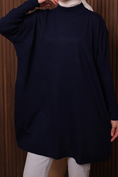 Balenbi Women's Mock Neck Basic 80cm Loose Oversized Knitwear Tunic 1145