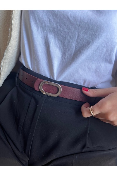 LİA KEMER Let O Letter Patterned Women's Silver Buckle Belt Jacket Belt Dress Belt Trouser Belt