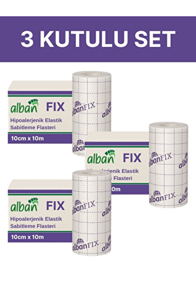 Alban FİX Elastik Sabitleme Bandı 10cm x 10m, 3 Kutulu Set. Elastik Non-Woven...