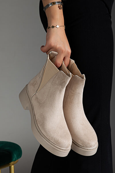 guijarro | EN | Comfort Kalıp Kalın Taban Bej Süet Chelsea Bot