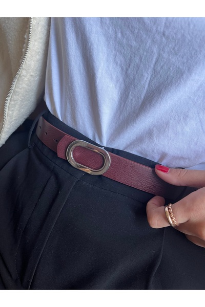 LİA KEMER Let O Letter Patterned Women's Silver Buckle Belt Jacket Belt Dress Belt Trouser Belt