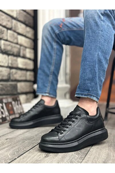 Liarca Kadın Erkek Unisex Bağcıklı Deri Yüksek Tabanlı Rahat Günlük Spor Ayakkabı Sneaker