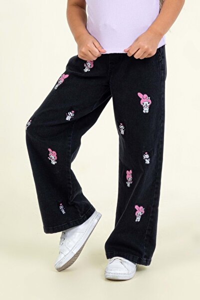 ww waka waka kids store Дънки с принт My Melody & Kuromi за момичета – синьо-черни