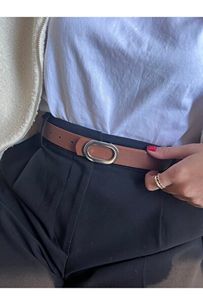 LİA KEMER Let O Letter Patterned Women's Silver Buckle Belt Jacket Belt Dress Belt Trouser Belt