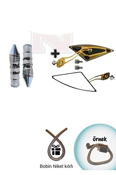 GMS Cg Cup Scooter Yarasa Üçgen Gold Ayna 8mm 10mm Modifiye Sivri Elcik Seti Hedye Tzmnyasticker