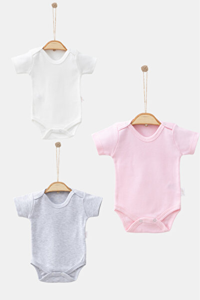 Bamoola 100% Organic Cotton Plain Girls' 3-Pack Tank Top Bodysuit - Short Sle...