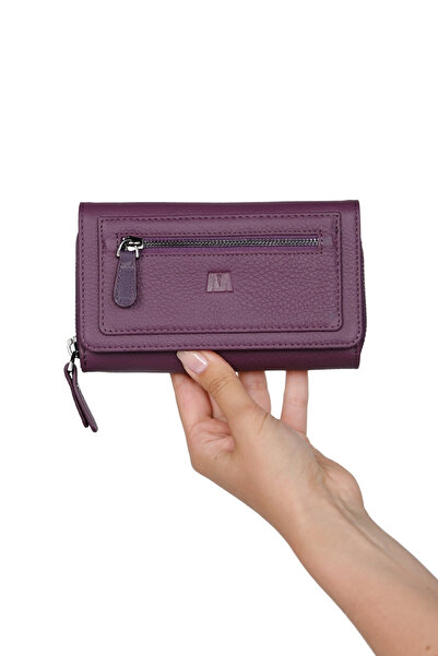 MFT Leather Design Portofel de damă din piele naturală |   Vanilie 2716 Flother Mat Purple