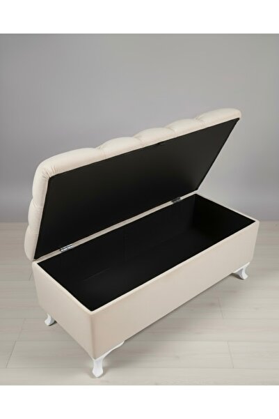 Ebrar Home Design Lüks Kapitoneli Sandıklı Puf Yatak Ucu Bench Çok Amaçlı Bank
