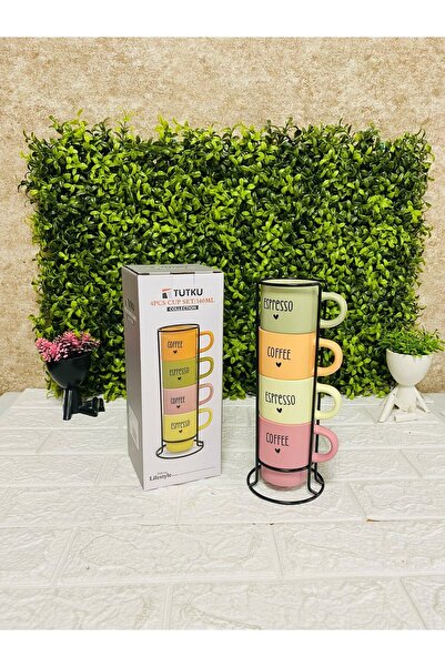 Tutku 4 Renk Standlı Kupa Seti