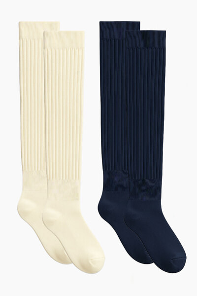 EFFE 2 Pieces of Basic Thick Cotton Blend Over-The-Knee Socks