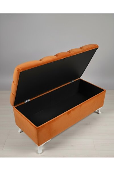 Ebrar Home Design Lüks Kapitoneli Sandıklı Puf Yatak Ucu Bench Çok Amaçlı Bank