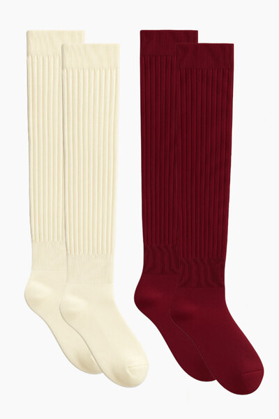EFFE 2 Pieces of Basic Thick Cotton Blend Over-The-Knee Socks