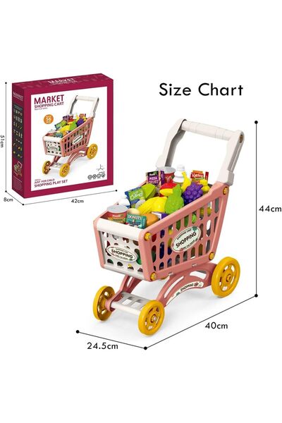 TOY GARDEN Little Story 56-Piece Role Play Market Shopping Cart Toy Set