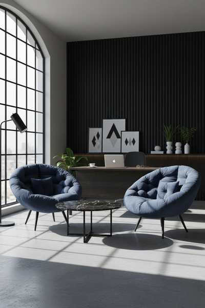 Berta Concept Floki Tekli Koltuk Berjer Lacivert