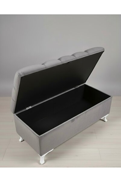 Ebrar Home Design Lüks Kapitoneli Sandıklı Puf Yatak Ucu Bench Çok Amaçlı Bank