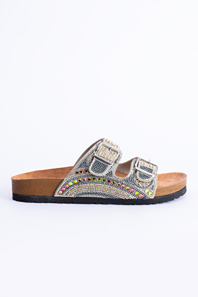 Polomia Comfort Bloom Γυναικεία Ορθοπεδική Σόλα Eva Καθημερινές Παντόφλες Διπλή Ζώνη Πόρπη με Διαμάντι Κεντημένη