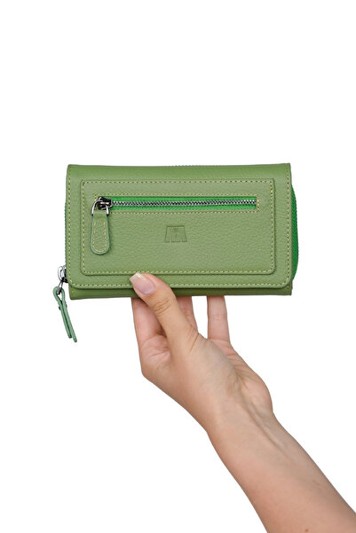 MFT Leather Design محفظة نسائية من الجلد الطبيعي |   فانيليا 2716 فلوثر مات جرين