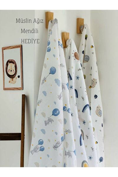 Fulya Tuhafiye طقم بطانية أطفال موسلين قطن 100% مكون من 3 قطع بطانية موسلين م...