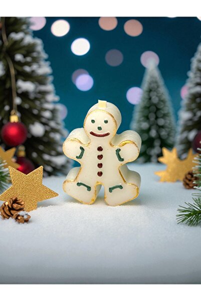 Kurabiye adam el yapımı yılbaşı dilek mumu christmas ahşap fitilli paçulu esanslı mum