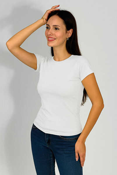 Betimoda Body de damă cu mânecă scurtă cu decolteu alb 1 bucată