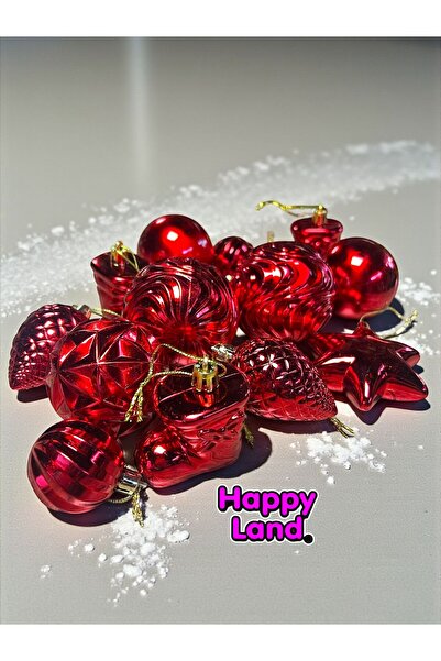 Happyland Christmas Pine Tree Ornament Red Uzy Set of 14 Mixed Luxury Christmas Ball Set