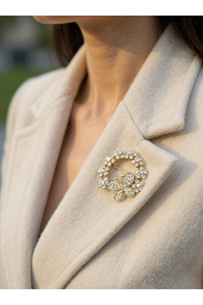 AGAPI Broş Gold Kelebek Kadın Broş