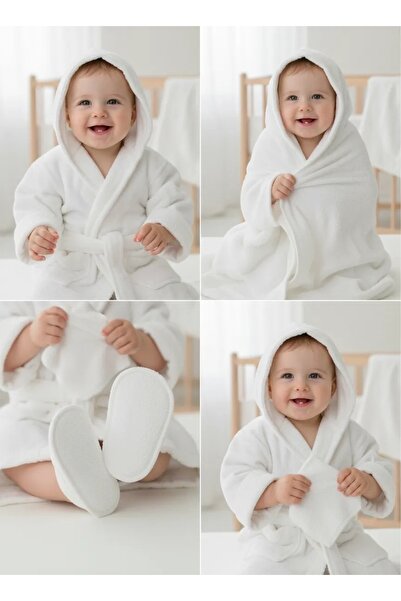 BEBERAZZİ طقم منشفة استحمام للأطفال حديثي الولادة مع نعال للأطفال مناسب للمستشفى