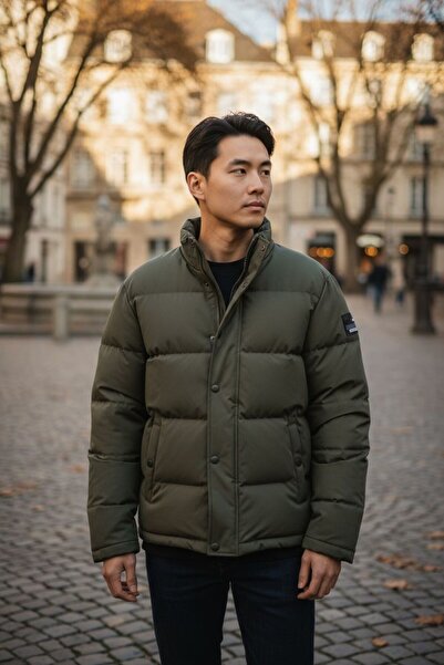 North Pasific Oversize ( Bol Kesim ) Erkek Mont, Su İtici Özellikli ve Oversize