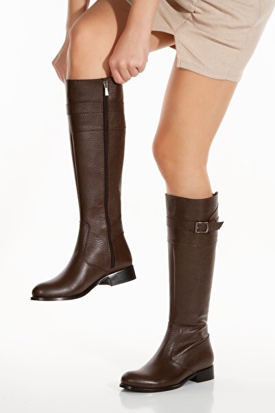 derithy Γνήσιες δερμάτινες μπότες Taytüyü με ζεστή επένδυση με φερμουάρ στο πλάι και αγκράφα Ορθοπεδική σόλα Fuspet Rider Jurdan