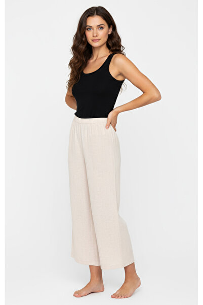 By Piera Παντελόνι από 100% βαμβακερό λινό Εσώρουχο σε σχήμα φούστας Εσωτερική επένδυση μέχρι τον αστράγαλο Εκρού