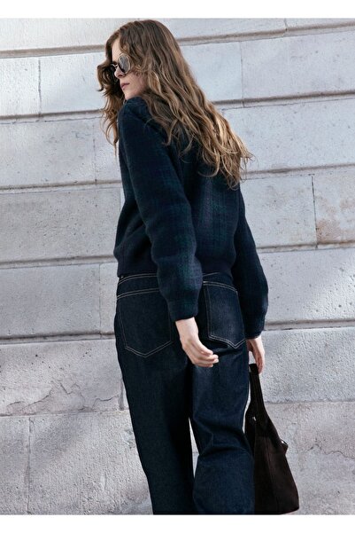 MANGO Woman Kareli fermuarlı hırka