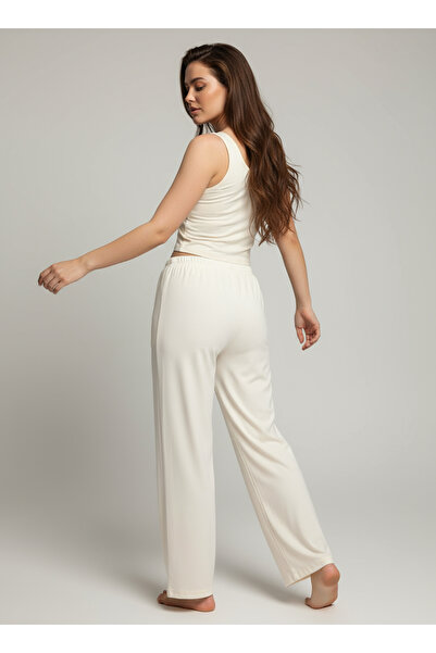 By Piera Γυναικείο παντελόνι Jersey Εσώρουχο σε σχήμα φούστας Λευκό μέχρι τον αστράγαλο