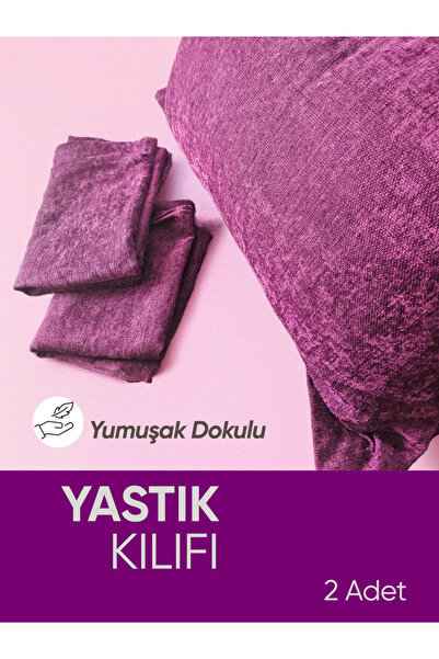 Piyes Home Fuşya Oxford, Yumuşak Dokulu, Flaplı, 2 Adet Set Yastık Kılıfı