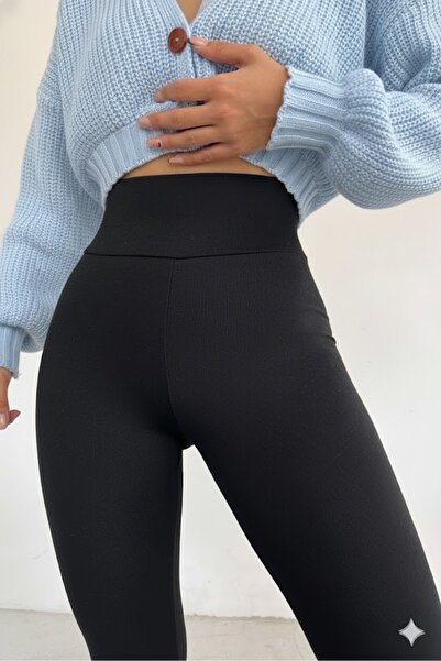 Aya Özgü ليجنز نسائي أسود عالي الخصر يبرز انحناءات الجسم لا يظهر تحت الملابس ...